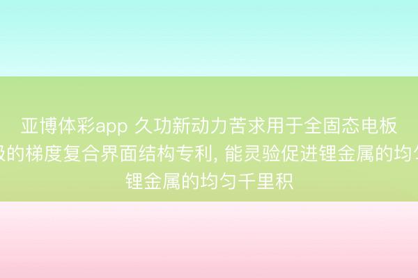 亚博体彩app 久功新动力苦求用于全固态电板无锂负极的梯度复合界面结构专利, 能灵验促进锂金属的均匀千里积
