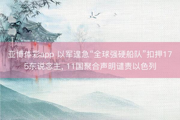 亚博体彩app 以军遑急“全球强硬船队”扣押175东说念主, 11国聚合声明谴责以色列